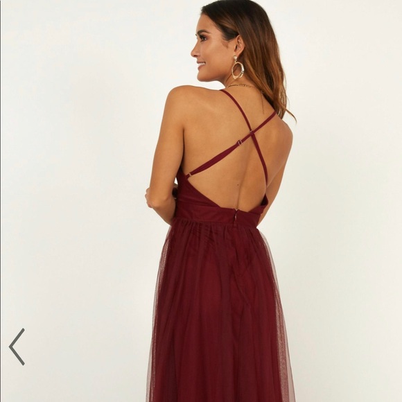 Showpo Celebrate tonight Maxi dress. Wine color. Size Small. - Picture 7 of 10
